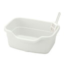 リッチェル Richell ラプレ ネコトイレ 深型40 ホワイト 猫 トイレ本体 カバーなし フルオープン 固まる猫砂用 水洗い可 スコップ付き