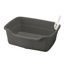 リッチェル Richell ラプレ ネコトイレ 深型60 ダークグレー 猫 トイレ本体 カバーなし フルオープン 固まる猫砂用 水洗い可 スコップ付き