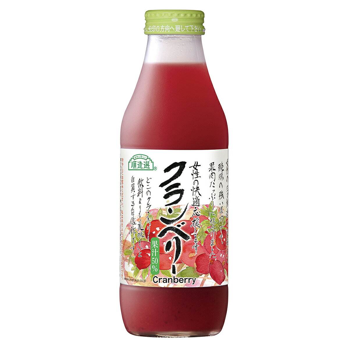 楽天ニール健康ラボ【最大2000円OFFクーポン！マラソン限定！】順造選 クランベリー 500ml ジュース ストレート 果汁50 無添加 瓶 日本製 粗搾り 果肉入り