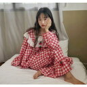 ルームウエア パジャマ レディース かわいい チェック柄 さくらんぼ ゆったりサイズ ルームウエア 韓国ファッション クリスマス おしゃれ