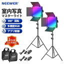 NEEWER 2本セット 660PRO RGB LEDビデオライト 撮影用照明セット 三脚スタンド付き アプリ制御 360°フルカラー 50Wビデオ照明キット CRI 97 ゲーム ストリーミング ズーム ビデオ会議照明 写真撮影用