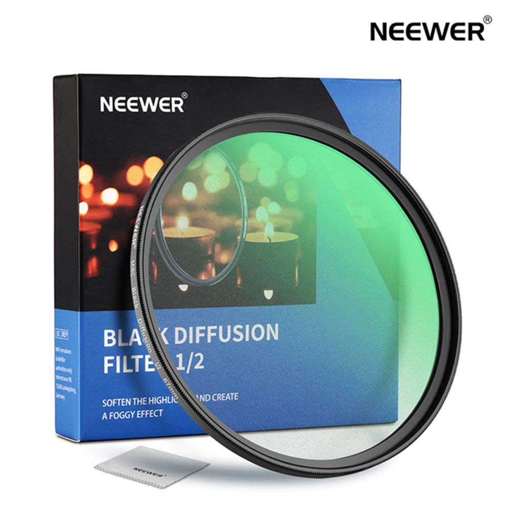 【P5倍+5%OFF券フィルター径選択可】NEEWER ブラック拡散 1/2フィルター 超薄枠 撥水＆耐傷性 HD光学ガ..