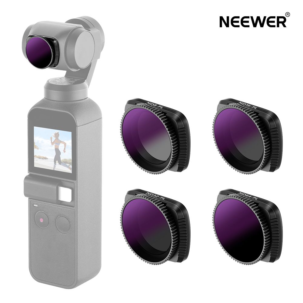 NEEWER 磁気ND/PLフィルターキット DJI Osmo Pocket 2 / Osmo Pocket 1 Camera-4-Pack、ND8/PL、ND16/PL、ND32/PL、ND64/PL フィルターと互換性があります 光学ガラスと航空アルミニウムフレーム製（ブラック）