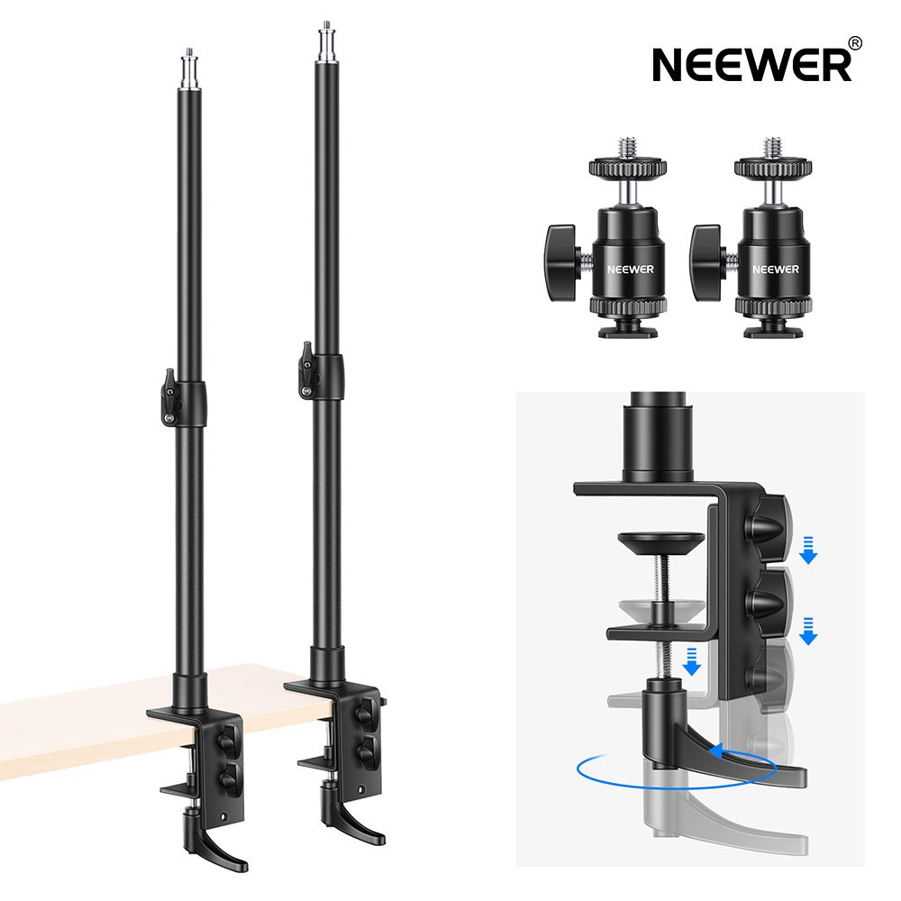 NEEWER デスクマウントCクランプスタンド 2パック 卓上クリップスタンド 1/4”ボールヘッドアダプター付き 13.8 -23.6 調整可能なライトスタンド 卓上スタンド DSLRカメラ ライト ビデオモニタ…