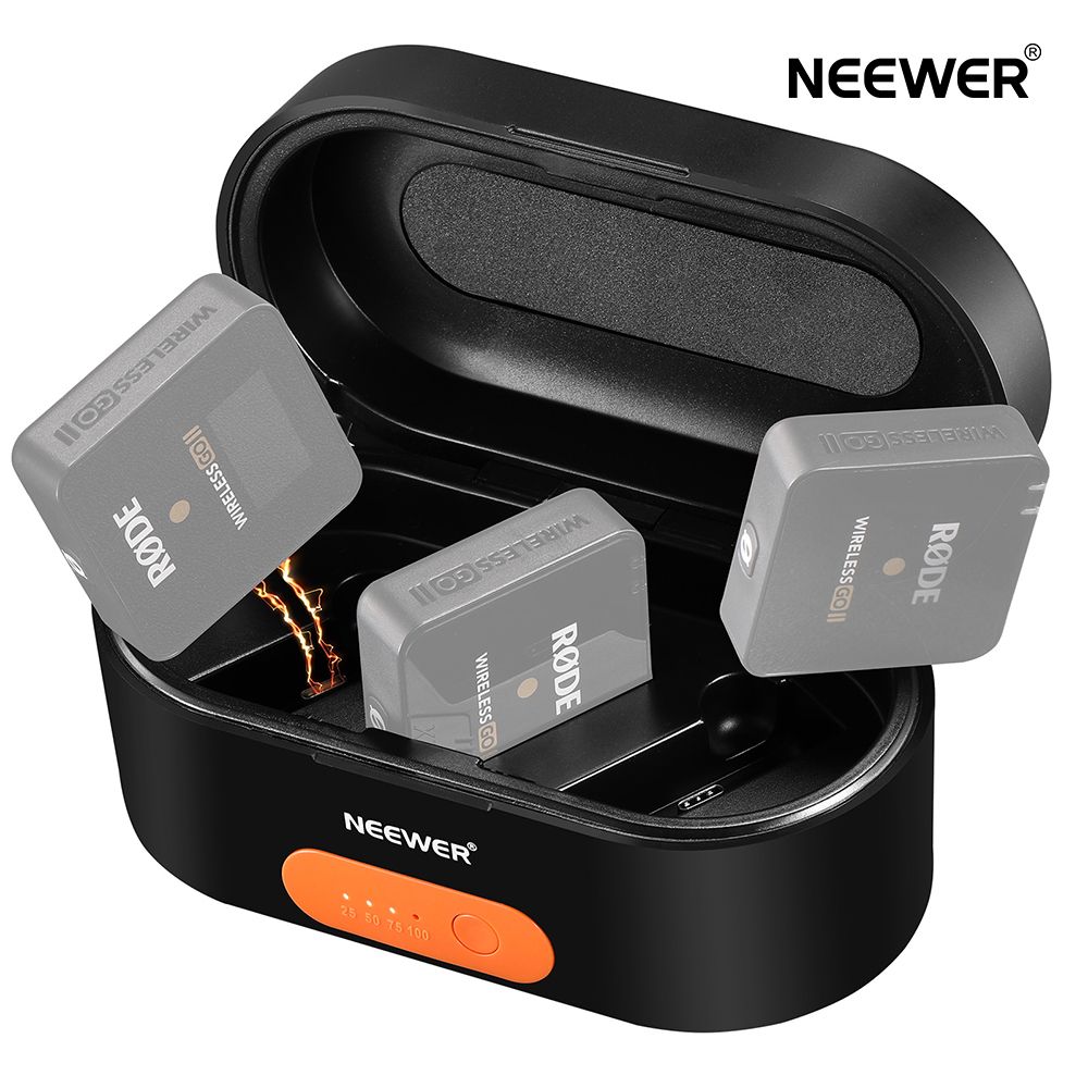 【20 OFF 20倍PT】NEEWER ワイヤレス充電ケース 3チャンネルPD急速充電ポータブル充電器 Rode Wireless GO Wireless GO IIに対応 Type-C 内蔵3400mAhバッテリー コンパクト無線マイクシステムに適用