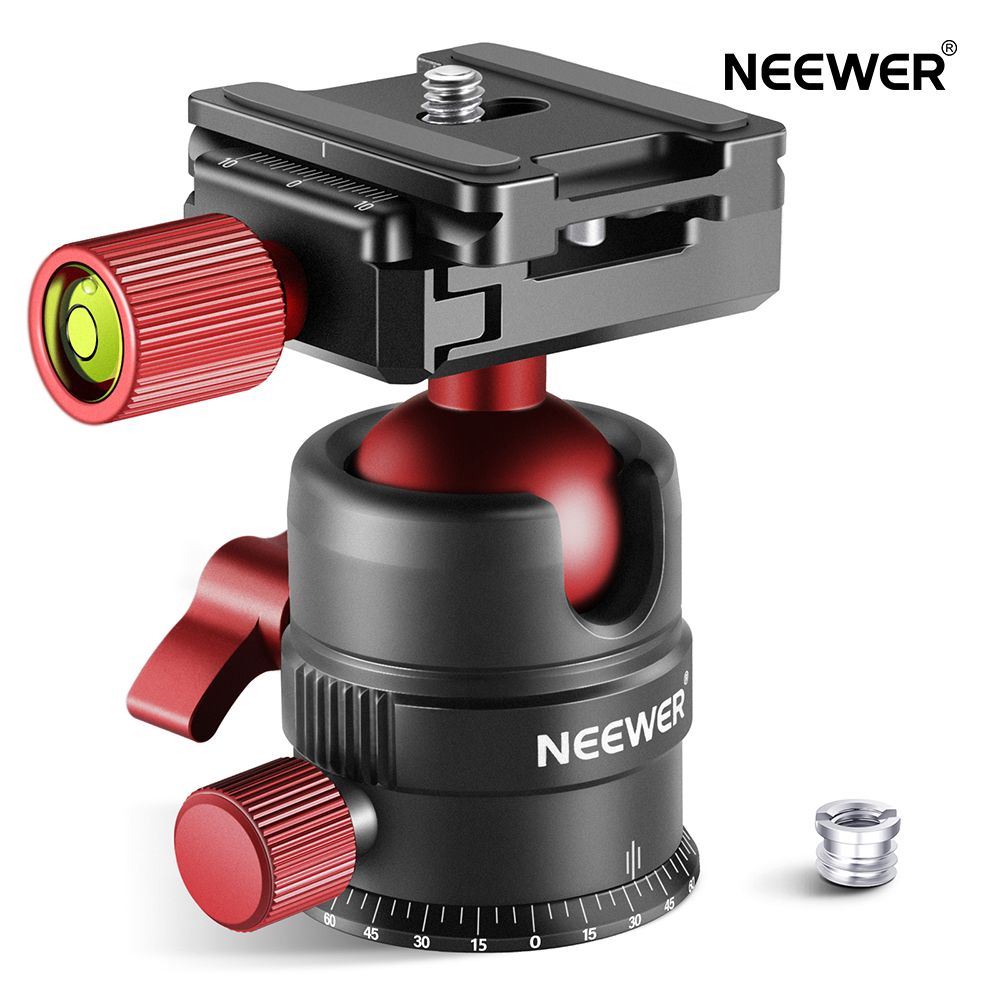 NEEWER 自由雲台 360°回転 パノラマボールヘッド 1/4"クイックシュープレート付き 三脚一脚スライダーDSLRカメラカムコーダーに適用 最大負荷：5kg - GM28