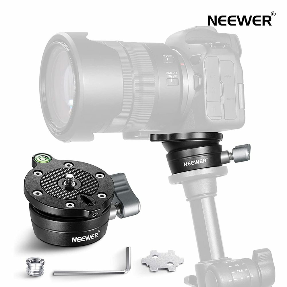 NEEWER 三脚レベリングベース (直径50mm) カメラレベラー バブルレベル アルミニウム調整プレート 1/4