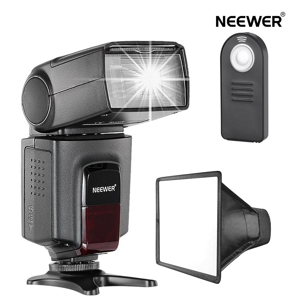 NEEWER TT560スピードライトキット フラッシュキット　標準ホットシュー付き　1xTT560フラッシュ、1xフラッシュディフューザー、1xリモコン　Canon Nikon Sony Pentax DSLRカメラに適用