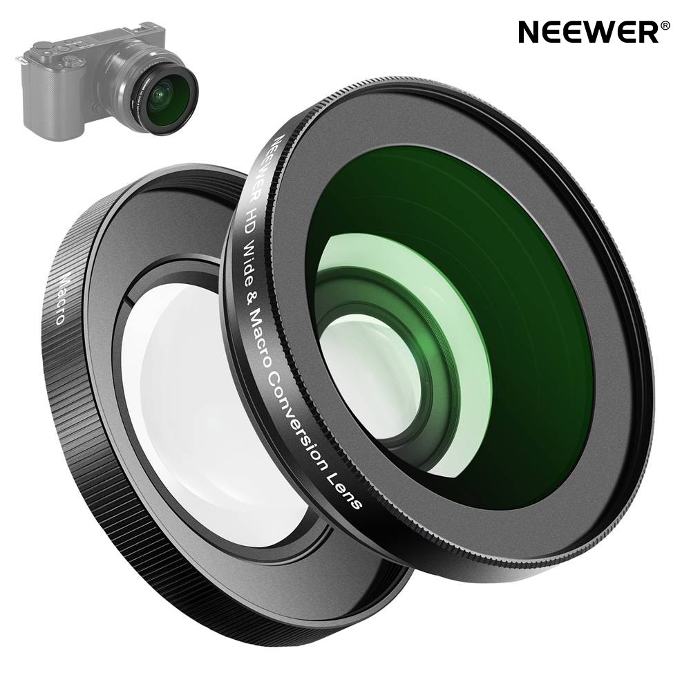 NEEWER 40.5mm HD広角レンズ ZV-1F ZV-E10 A5000 A6000に対応 2in1 18mm広角 10xマクロ追加レンズ 延長チューブ付き バヨネットマウントレンズアダプター (LS-30 ブラック)