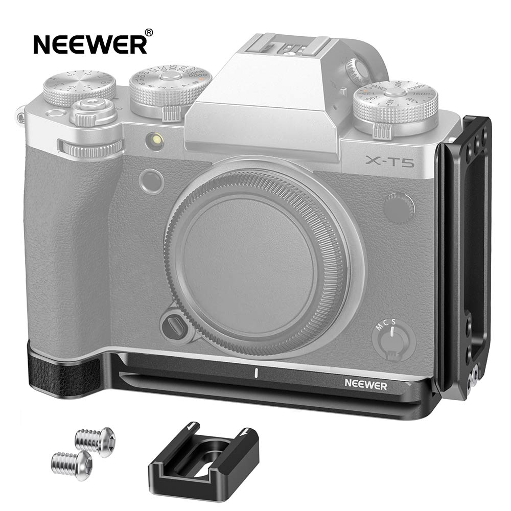 NEEWER X-T5 Lブラケット Fujifilm X-T5に適用 拡張可能なサイドプレート&ベース Arcaスイス DJI RS 2/RSC 2/RS 3/RS 3 Proに対応 取り外し可能なコールドシュー 垂直水平撮影 CA014L