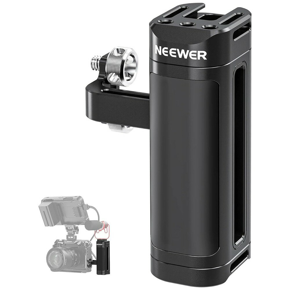 NEEWER サイドハンドル 軽量カメラハンドルグリップ デュアル1/4 ネジ (18mm～20mm 間隔) 付き 1/4 ネジ コールドシュー 上下に調整可能 SmallRigに対応 NEEWER ケージに対応 CA022H