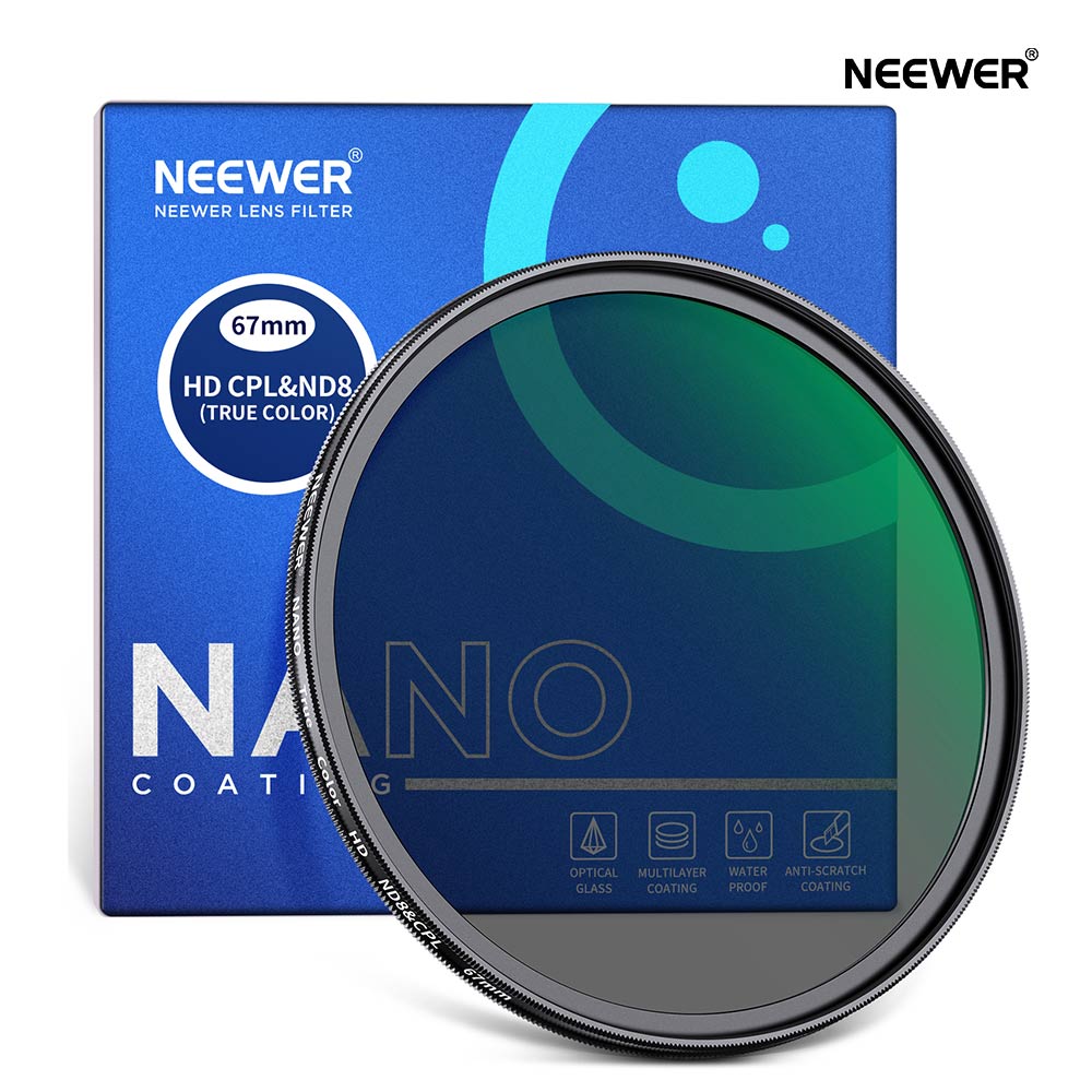 NEEWER トゥルーカラー 2in1 CPL ND8フィルター 58mm/67mm/72mm/77mmト 3ストップNDフィルター＆円偏光フィルター マルチナノコーティング HD光学ガラス 防水性/耐スクラッチ性