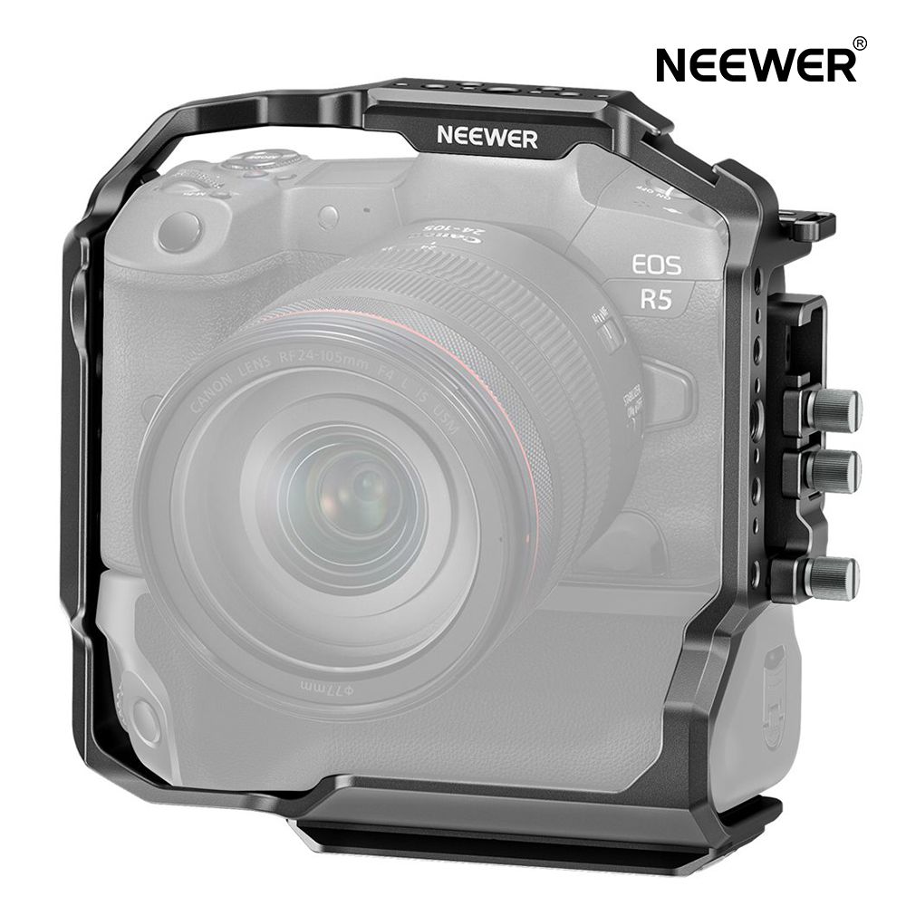 NEEWER カメラケージ Canon EOS R5 R5 C R6 R6 II & BG-R10 バッテリーグリップ用 HDMIケーブルクランプ 3/8"ARRI位置決め&1/4"スレッド コールドシュー DJIジンバル Arcaタイプ QRシステムに対応 CA033