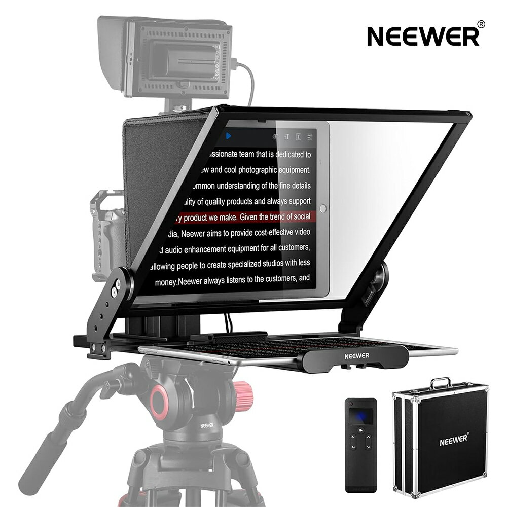 楽天neewer-store【★P20倍+5％OFFクーポン発行中】NEEWER X17 II テレプロンプター RT113リモコン+収納ケース付　APP制御 17インチHDビームスプリッター 全金属製フレーム 新版カメラマウントQRプレート Manfrotto 501PL iPad iPhoneに対応 最大荷重20kg 組立不要