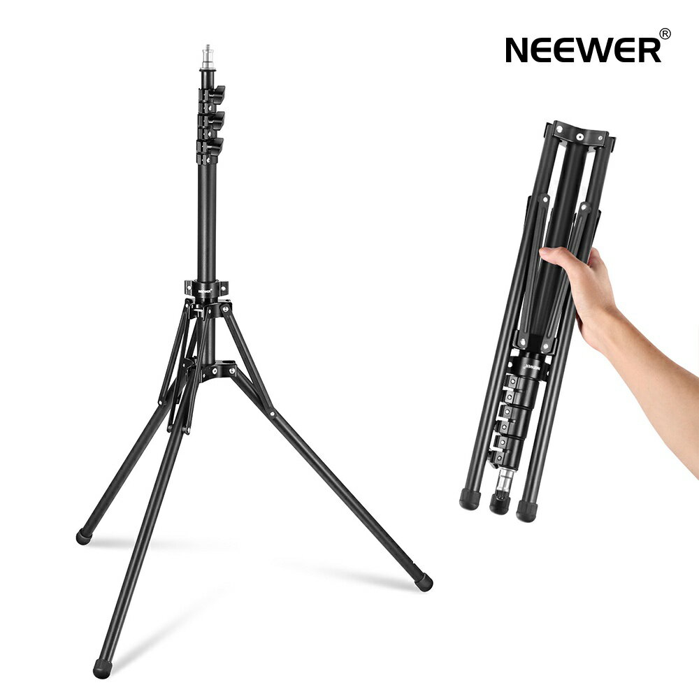 NEEWER ライトスタンド オールメタル 180°逆折りレッグ 178cm折りたたみ式トラベル三脚スタンド リングライト撮影ライト用 1/4 5/8 ネジ バッグ付き スピードライトストロボソフトボックス用 ST178R