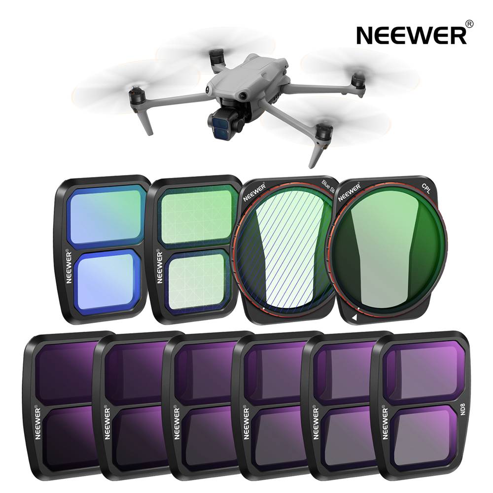 NEEWER ND&効果フィルターセット 10個入り DJI Air 3対応 スナップ式 HD ND8/ND16/ND32/ND64/ND128/ND256ニュートラルデンシティ/CPL偏光/光害軽減/8倍スター/ブルーストリークアナモフィック