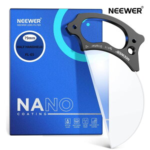 NEEWER 79mm 分割視度フィルター 半円 写真プリズムフィルター ハンドグリップ/1/4"ネジ穴/BK9 光学クリスタルガラス付き マジックアーム小型三脚用 前景ぼかし用