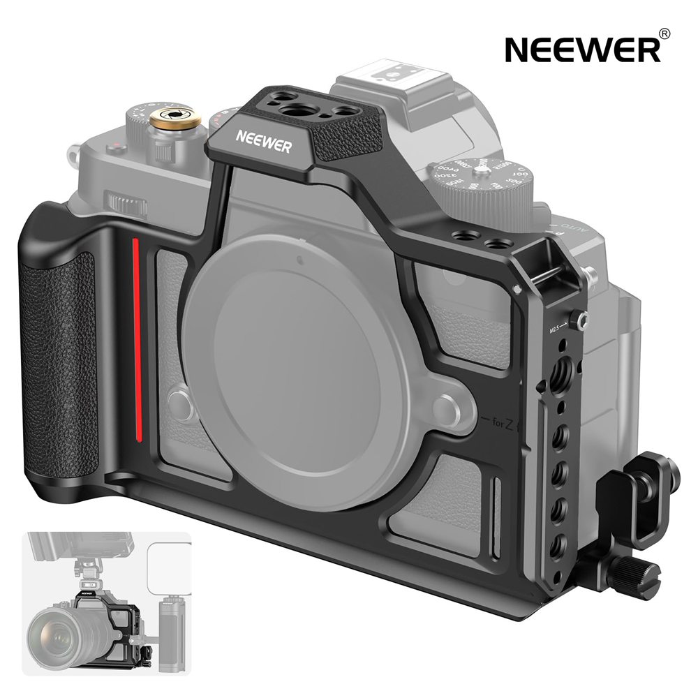 NEEWER Zf ハーフケージ Nikon Zfカメラ用 フォームフィットレトロビデオリグ ハンドグリップ付き HDMIケーブルクランプ Arcaタイプ QRベースプレート DJI RS4 RS4 PRO RS3 RS3 Pro RS2 RSC2と互換性あり CA064