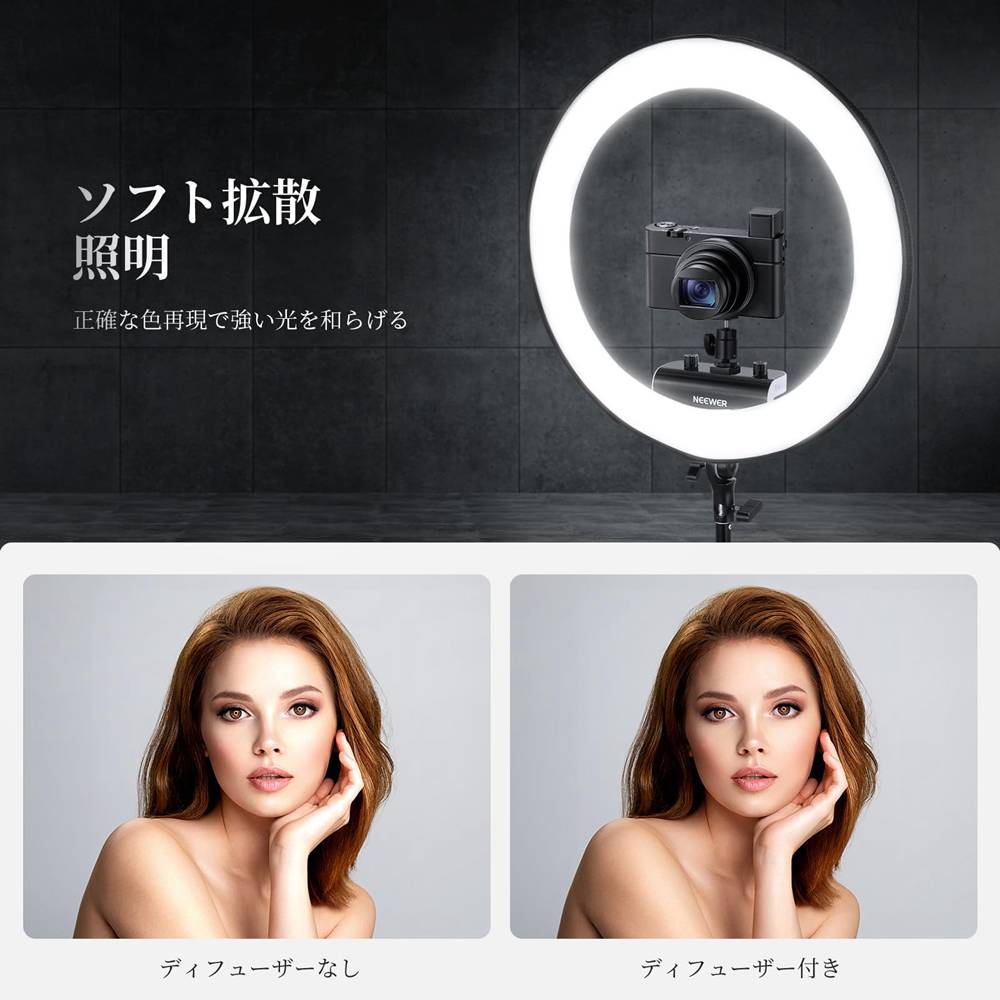 NEEWER ��󥰥饤�ȥǥ��ե塼���� RP18B Pro 18�������󥰥饤������ Ķ���� ��ϳ��ʤ� �ޤꤿ���߲�ǽ �̿������ѥ饤�� ���եȥܥå��� �ǥ��ե塼�������å��� �ӥǥ�Ͽ���������� NS007