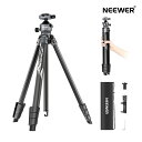 【P10倍+10%引クーポン】NEEWER LITETRIP LT07 トラベル三脚 156cm アルミ製 軽量 パン/チルトロープロファイルボールヘッド Arca型QRプレート ビデオ/一眼レフカメラ三脚 Peak Design Capture V3用 デュアル中心軸 2in1スマホクランプハンドグリップ 最大荷重10kg