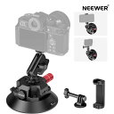 【P10倍+5%引クーポン】NEEWER 真空吸盤マウント 4.5インチ サクションカップマウント ボールヘッドマジックアーム スマホホルダー アクションカムアダプター アルミ製 クイックリリース 車載カメラマウント 1/4"3/8"ARRI位置決め穴 iPhone Insta360用 CA105