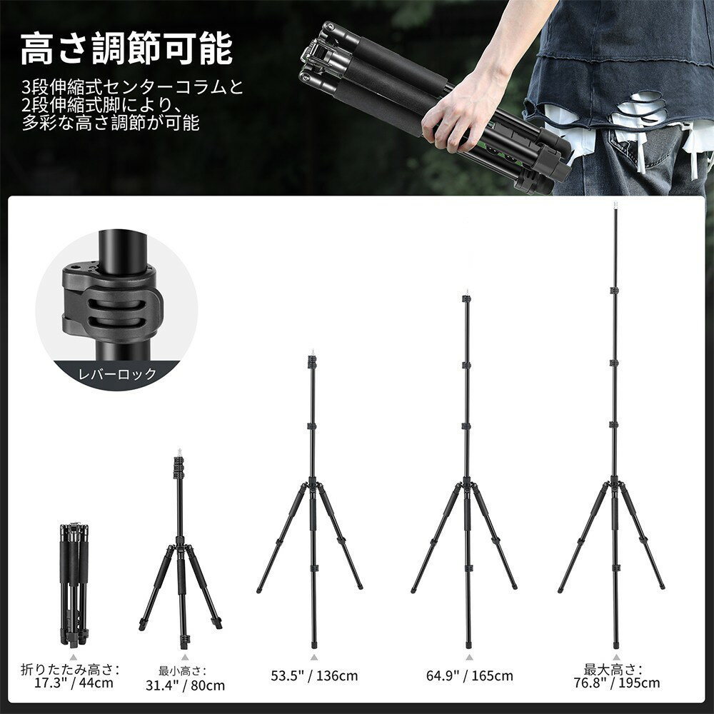 NEEWER �̿������ѥ饤�ȥ������ 1.5-6.4�ե�����/47-195cm ���������С����֥륹�������������� �ݡ����֥륹�ޥۥӥǥ�������� 1/4������ͥ��դ� ���ȥ��ܥ饤�ȥ���饽�եȥܥå����� 4.4�ݥ��/2kg�Ѳٽ� ST195