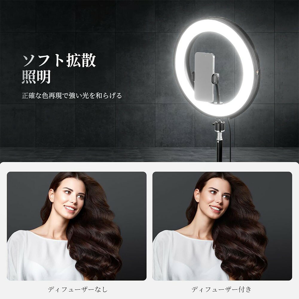 NEEWER ��󥰥饤�ȥǥ��ե塼���� RH12B RH12C 12�������󥰥饤������ Ķ���� ��ϳ��ʤ� �Ѱ�ȼ� �ޤꤿ���߲�ǽ �̿������ѥ饤�� ���եȥܥå��� �ǥ��ե塼�������å��� �ӥǥ�Ͽ���������� NS008 �ۥ磻��