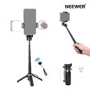 【P10倍+10%引クーポン】NEEWER スマホ三脚スタンド 自撮り棒 セルカ棒iPhone用 折りたたみ式 着脱式Bluetoothリモートシャッター/コールドシュー付き 軽量 360°スマホホルダー トラベル三脚 ミニ三脚 YouTube/TikTok/Vlog/生放送/写真撮影用 P15 ブラック