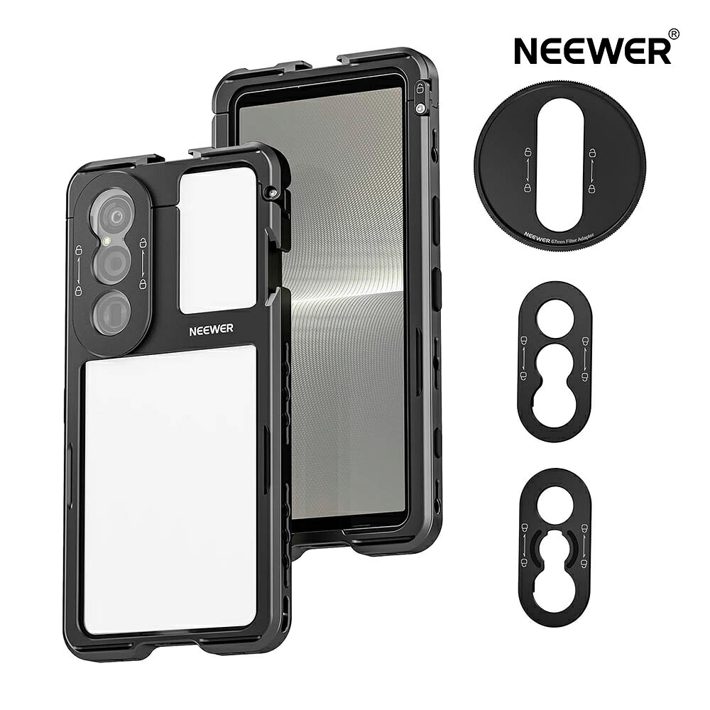 Rakuten - 【P5倍+500円OFF券】NEEWER スマホケージ Xperia 1 V/Moment用 ビデオリグ クイックリリース スマホスタビライザーホルダー 67mmフィルターアダプター/17mmレンズバックプレート/Tマウントレンズバックプレート付き 録画撮影用 PA087