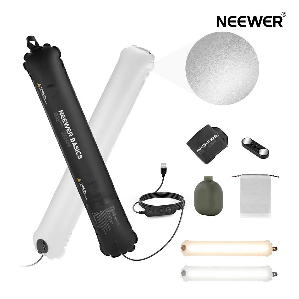 NEEWER BASICS 10W スティックライト チューブ型撮影用ライト 60cm インフレータブル TPU製 軽量 ポー..