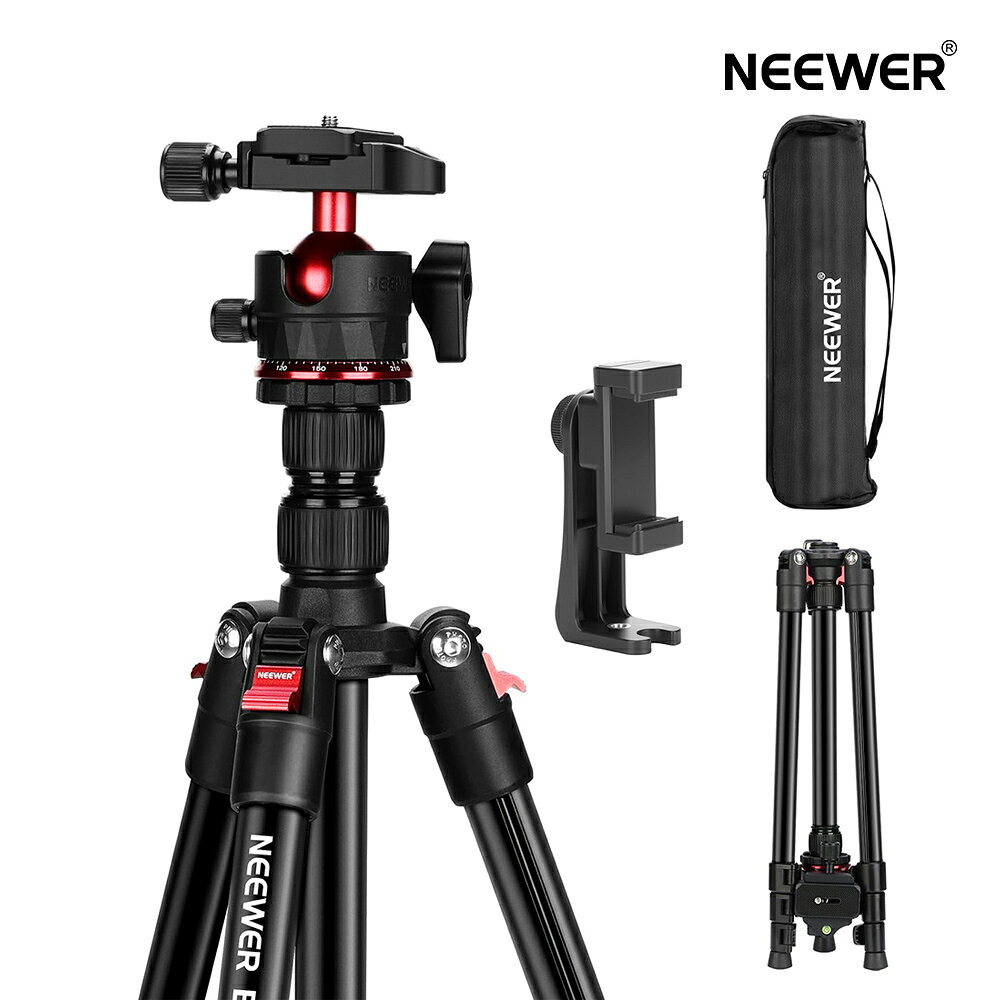 乐天商城 - 【P10倍UP中!】NEEWER BASICS カメラ三脚 トラベル三脚 182cm コンパクト 軽量 ポータブルDSLRカメラスタンド ボールヘッド/アルカ型QRプレート/スマホホルダー付き iPhone対応 ビデオ録画用 最大荷重6kg TP14
