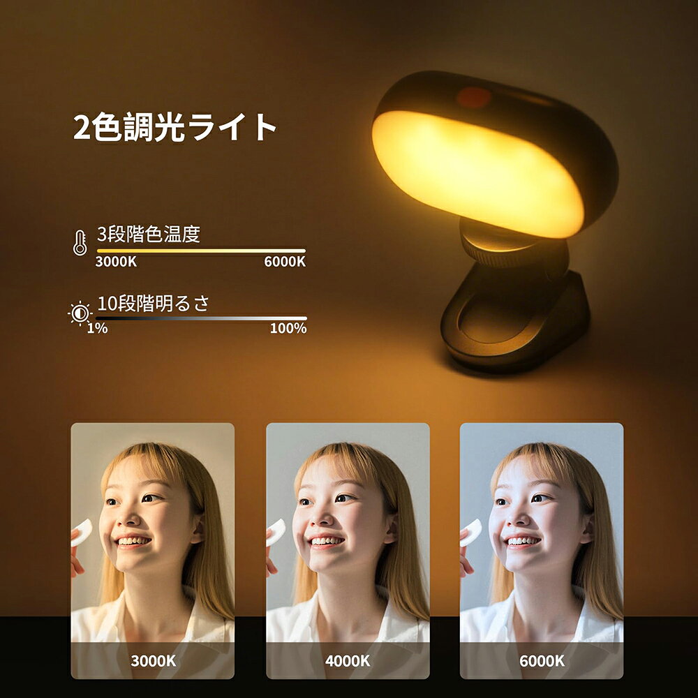 NEEWER BASICS 自撮りライト スマホライト クリップ式 小型 軽量 LED撮影用ライト ...
