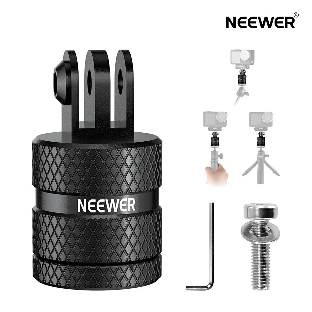 Rakuten - NEEWER アクションカメラ三脚マウントアダプター Hero 13 Go Pro 12 11 10 9 Black Osmo Action 5 Pro 4 3に対応 360°回転可能 1/4