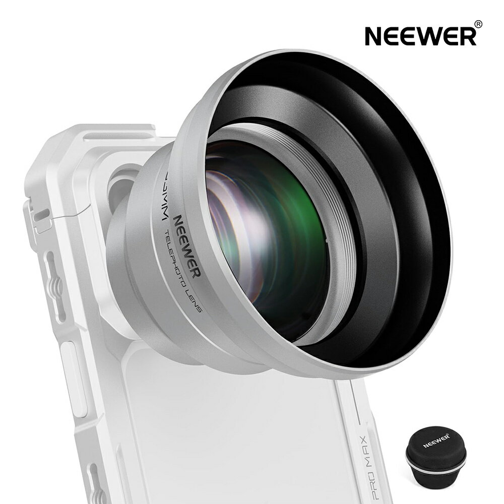 乐天商城 - 【P10倍UP中!】NEEWER スマホ望遠レンズ 65mm 1.7倍ズームレンズアタッチメント 高画質HD スマホカメラレンズ 17mmネジバックプレート シルバーフード付き iPhone/Androidスマホケージ&ケース対応 LS-66