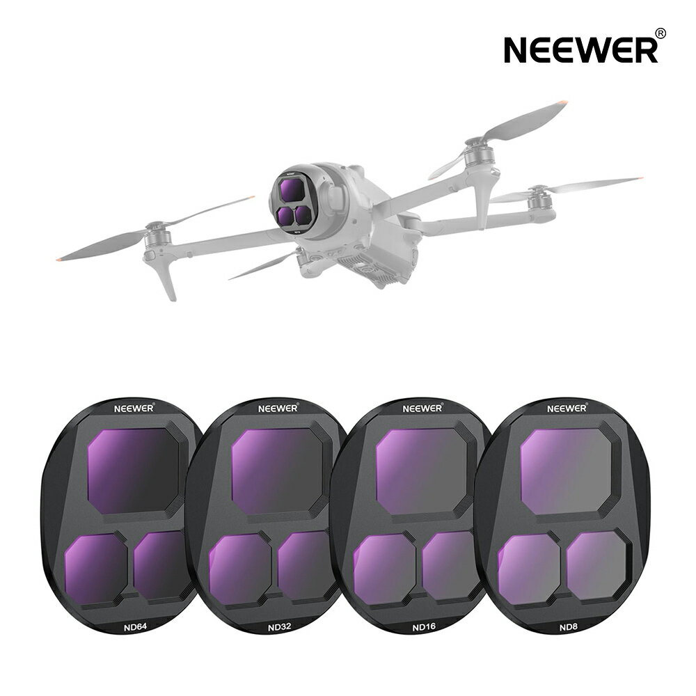 Rakuten - NEEWER NDフィルターセット 4枚入り Mavic 4 Proに対応 ND8/ND16/ND32/ND64 ねじ込み式 マルチコート光学ガラス 減光 ドローンカメラレンズフィルター マグネット式収納ケース付き FL-C44