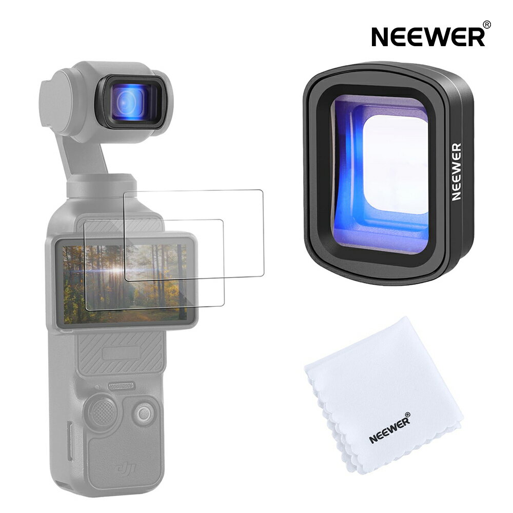 Rakuten - NEEWER 1.2倍ブルーアナモルフィックレンズ Osmo Pocket 3/Pocket 4&クリエイターコンボアクセサリーに対応 HD光学ガラス マグネット式 ワイドスクリーン ブルーストリーク効果レンズ+2倍強化ガラススクリーンプロテクター FL-C56