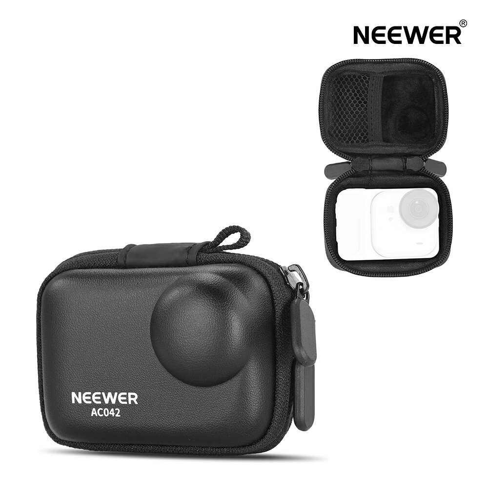 Rakuten - NEEWER 収納ケース GO Ultra対応 収納バッグ メッシュポケット/カラビナ付き ポータブル トラベル保護PUハードシェル キャリーバッグ アクションカメラアクセサリー AC042