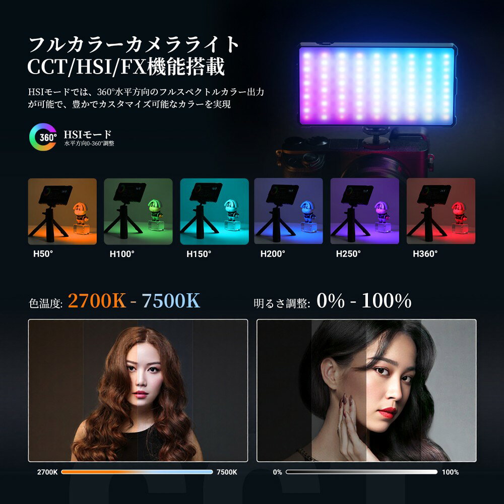 NEEWER Basics RGB ビデオライト 撮影用ライト 卓上三脚スタンド付属 8W フルカラ...