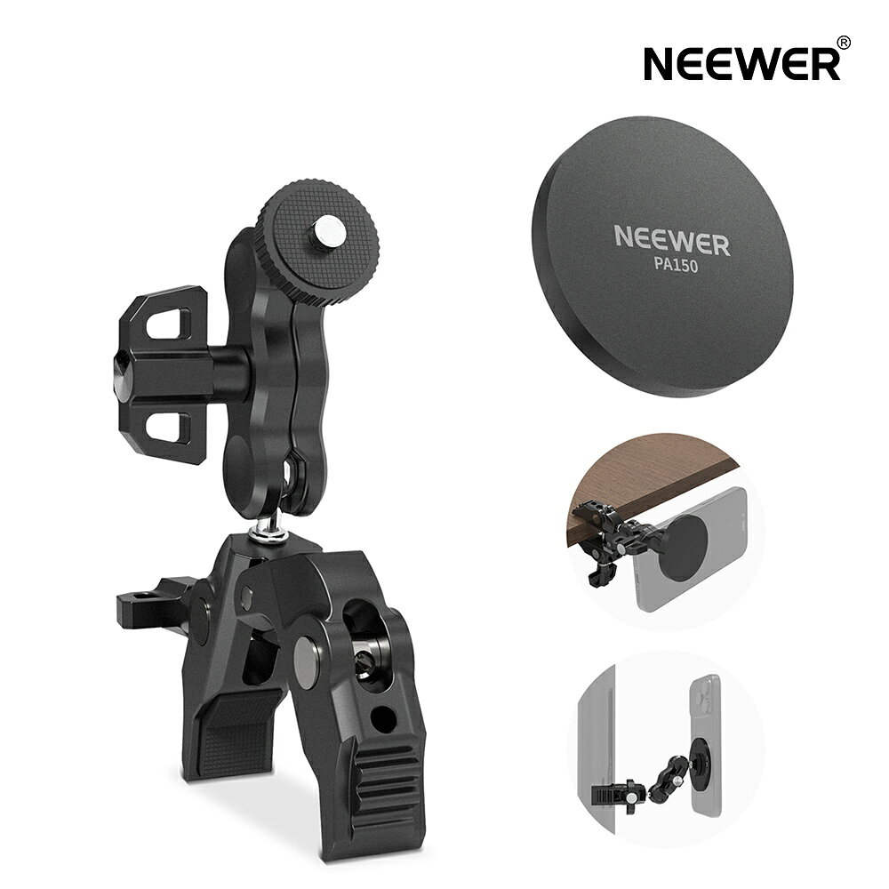 乐天商城 - 【P10倍UP中!】NEEWER スマホマウント マグネット式 スーパークランプ付き 調整可能 金属製 スマホホルダー 1/4