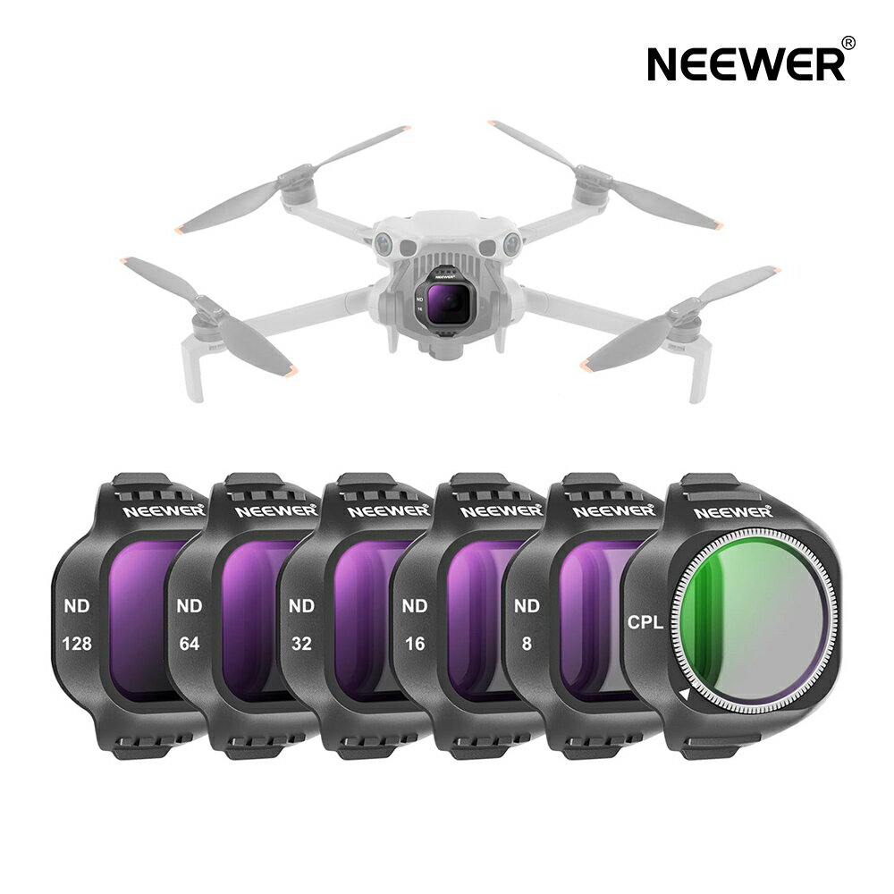 Rakuten - NEEWER フィルターセット 6枚パック Mini 5 Proに対応 CPL/ND8/ND16/ND32/ND64/ND128フィルター スナップオン 円偏光 減光 NDレンズフィルター マルチコート ドローンカメラ撮影アクセサリー