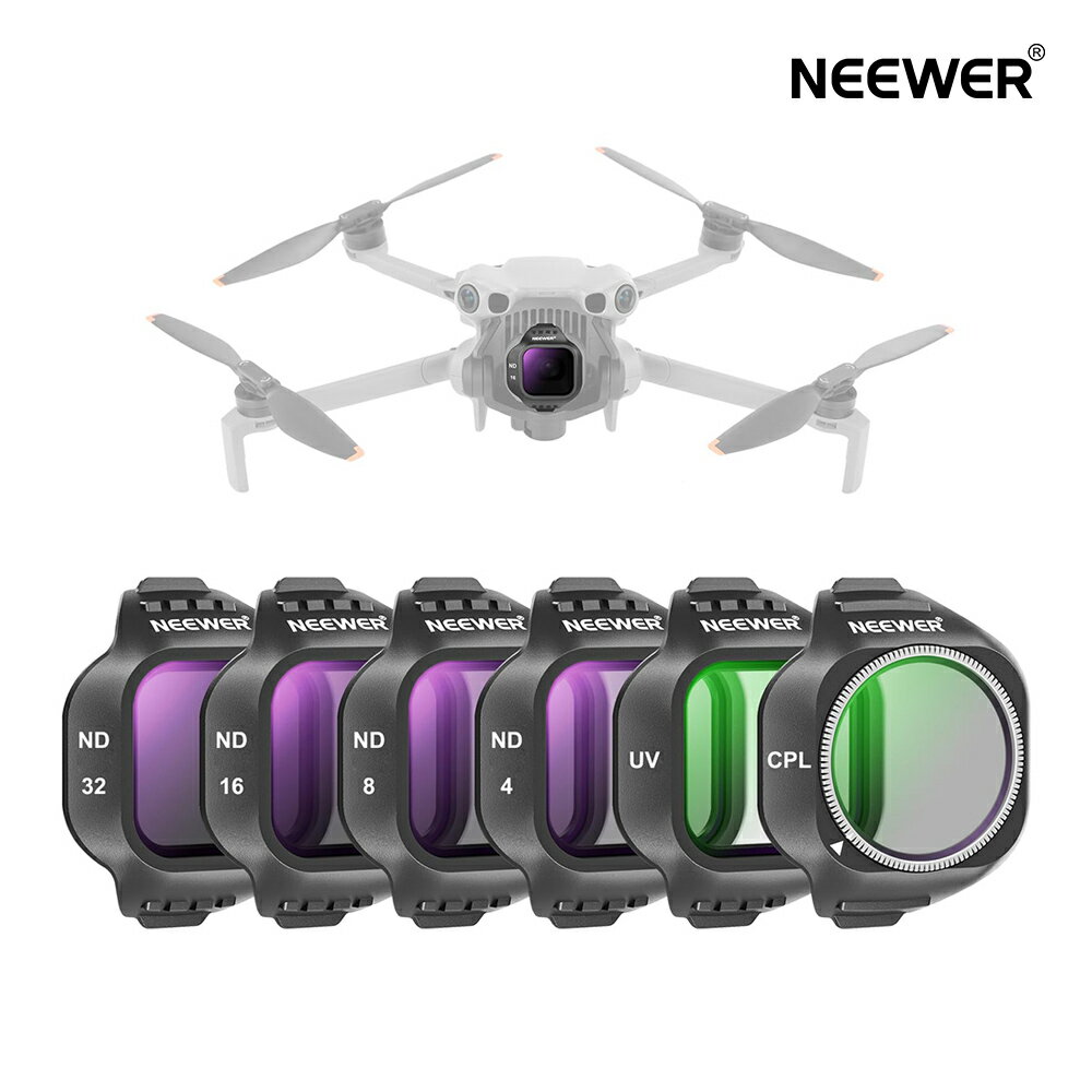 Rakuten - NEEWER フィルターセット 6枚パック Mini 5 Proドローンカメラに対応 UV/CPL/ND4/ND8/ND16/ND32フィルター スナップオン 円偏光 減光 CPL NDレンズフィルター ドローンカメラ撮影アクセサリー