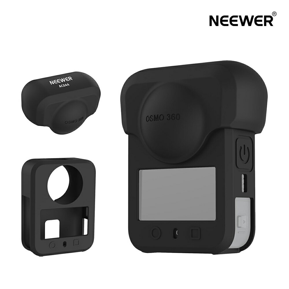 Rakuten - NEEWER シリコンレンズキャップ&ボディシェルプロテクターカバーケース Osmo 360に対応 滑り止め ソフト 安定性 傷防止 防滴 ポータブル 保護スリーブ 保護レンズカバー プロテクターアクセサリー OSMO 360アクションカメラに対応 AC044