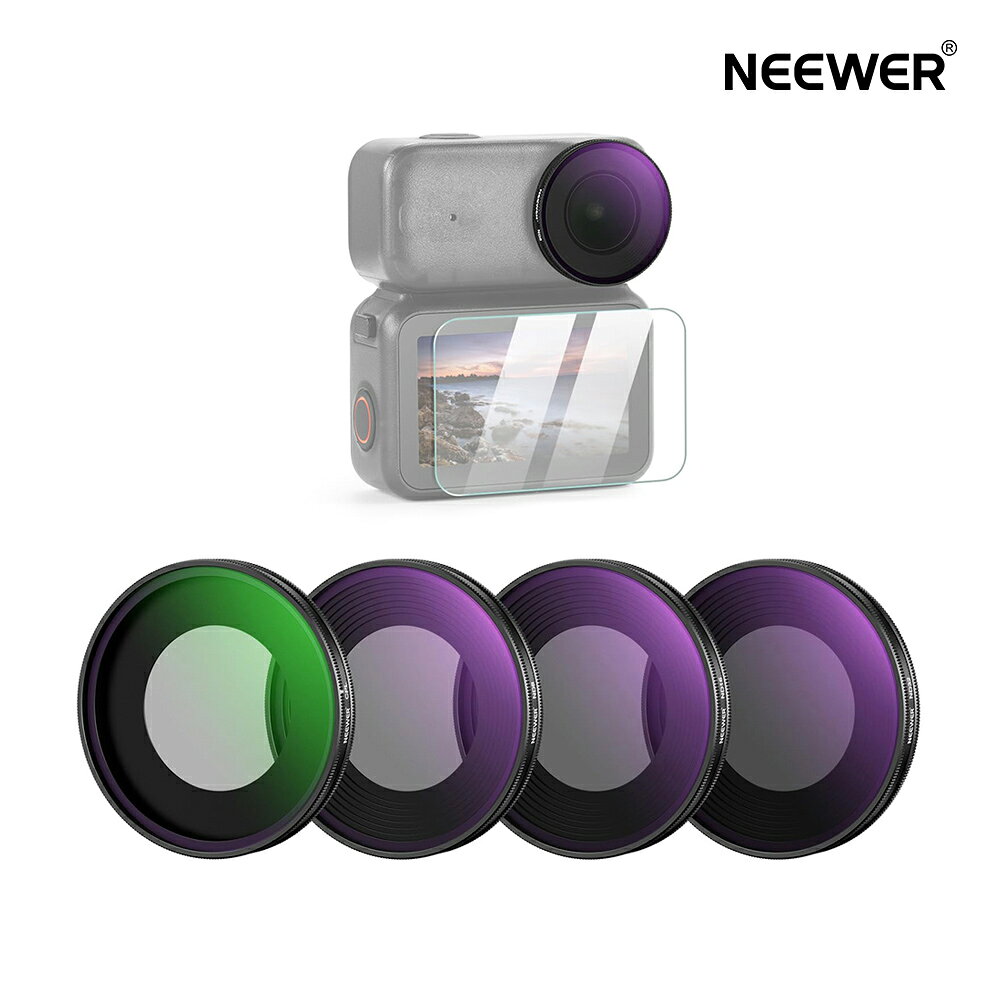 Rakuten - NEEWER NDフィルターセット 4枚入り Osmo Nanoに対応 ねじ込み式 ND8/16/32/CPL スクリーンプロテクター付き アクションカメラレンズ用 円偏光 減光フィルター マルチコート光学ガラス 写真アクセサリー