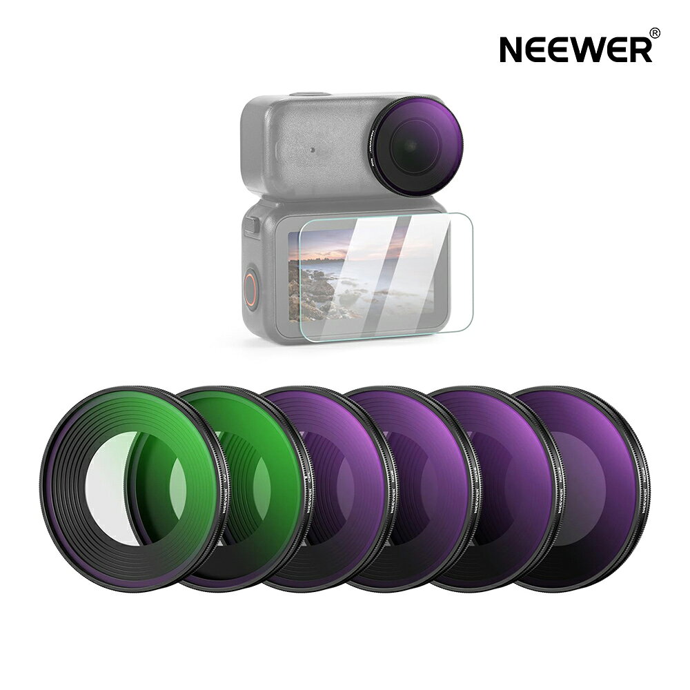 Rakuten - NEEWER NDフィルターセット 6枚入り Osmo Nanoに対応 ねじ込み式 ND8/16/32/64/UV/CPL 強化ガラススクリーンプロテクター付き アクションカメラレンズフィルター 円偏光 減光 保護フィルター マルチコート光学ガラスアクセサリー
