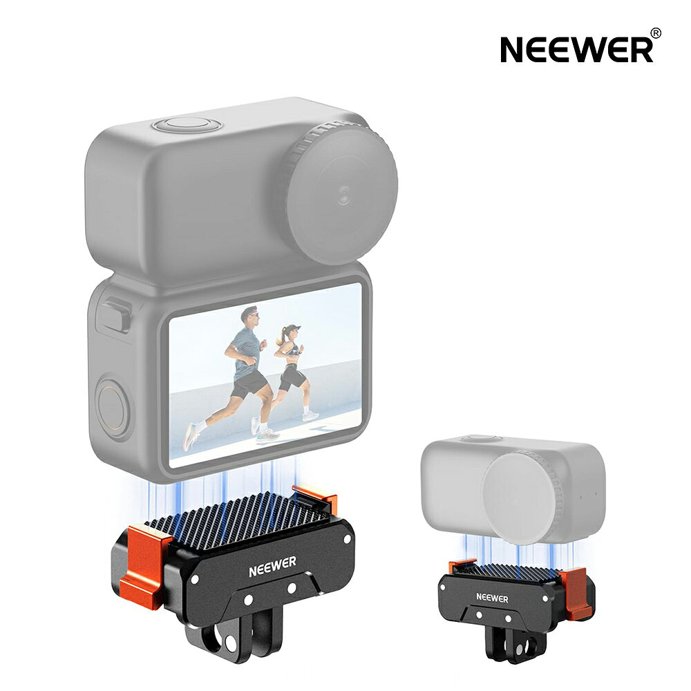 Rakuten - NEEWER マグネット式クイックリリースマウントアダプター Osmo Nano対応 双方向磁気金属製アクションカメラベースホルダー 2本爪折りたたみフィンガー&1/4