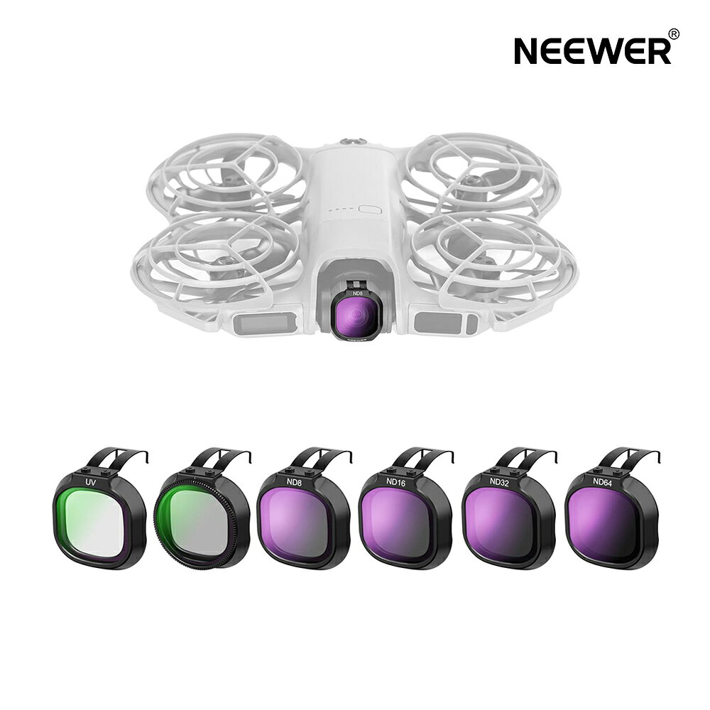Rakuten - NEEWER UV+CPL+NDフィルターセット NEO 2対応 6枚入り スナップオン式 ドローンカメラレンズアクセサリーキット ND8/16/32/64 減光フィルター 円偏光フィルター 偏光子 FL-N71