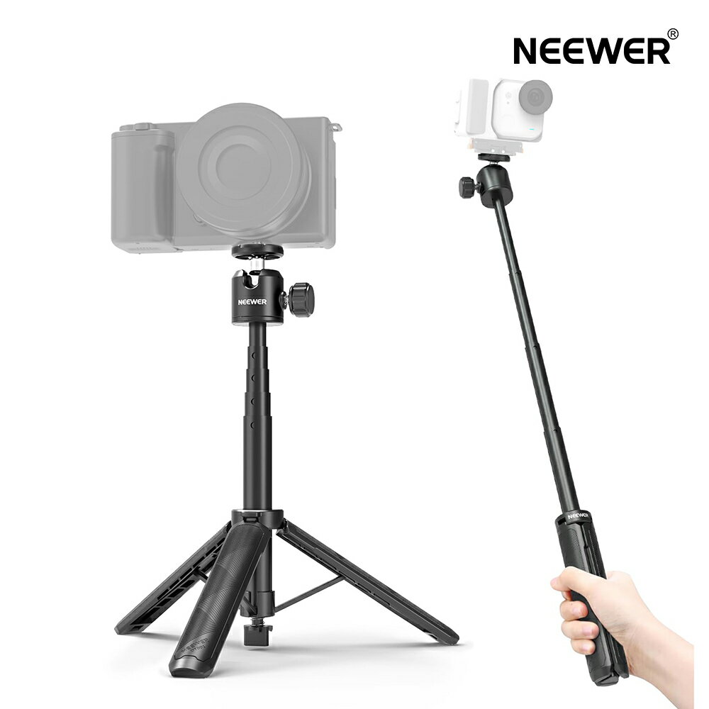 NEEWER Basics 自撮り棒 スマホ三脚 伸縮式 金属製スタンド ポータブル コンパクト...
