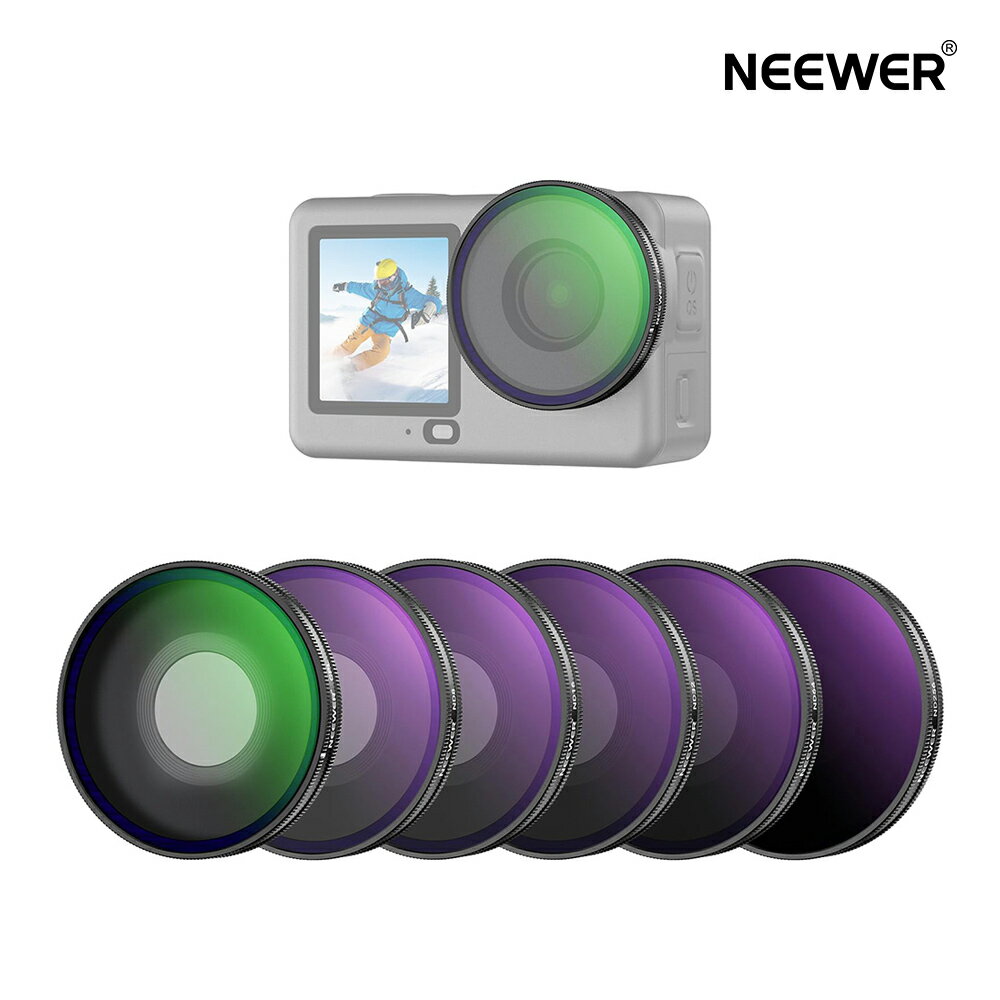 乐天商城 - 【P10倍UP中!】NEEWER CPL+NDフィルターセット Osmo Action 6対応 調整可能 円偏光フィルターレンズ ND8/16/32/64/256 減光フィルター ねじ込み式 マルチコート アクションカメラアクセサリー FL-B109