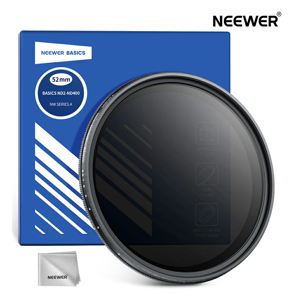Rakuten - NEEWER BASICS 52mm 可変NDフィルター ND2-400 1-9ストップ 減光フィルター 回転式 カメラレンズフィルター 指紋防止コーティング付き カメラレンズ用超薄型フレーム