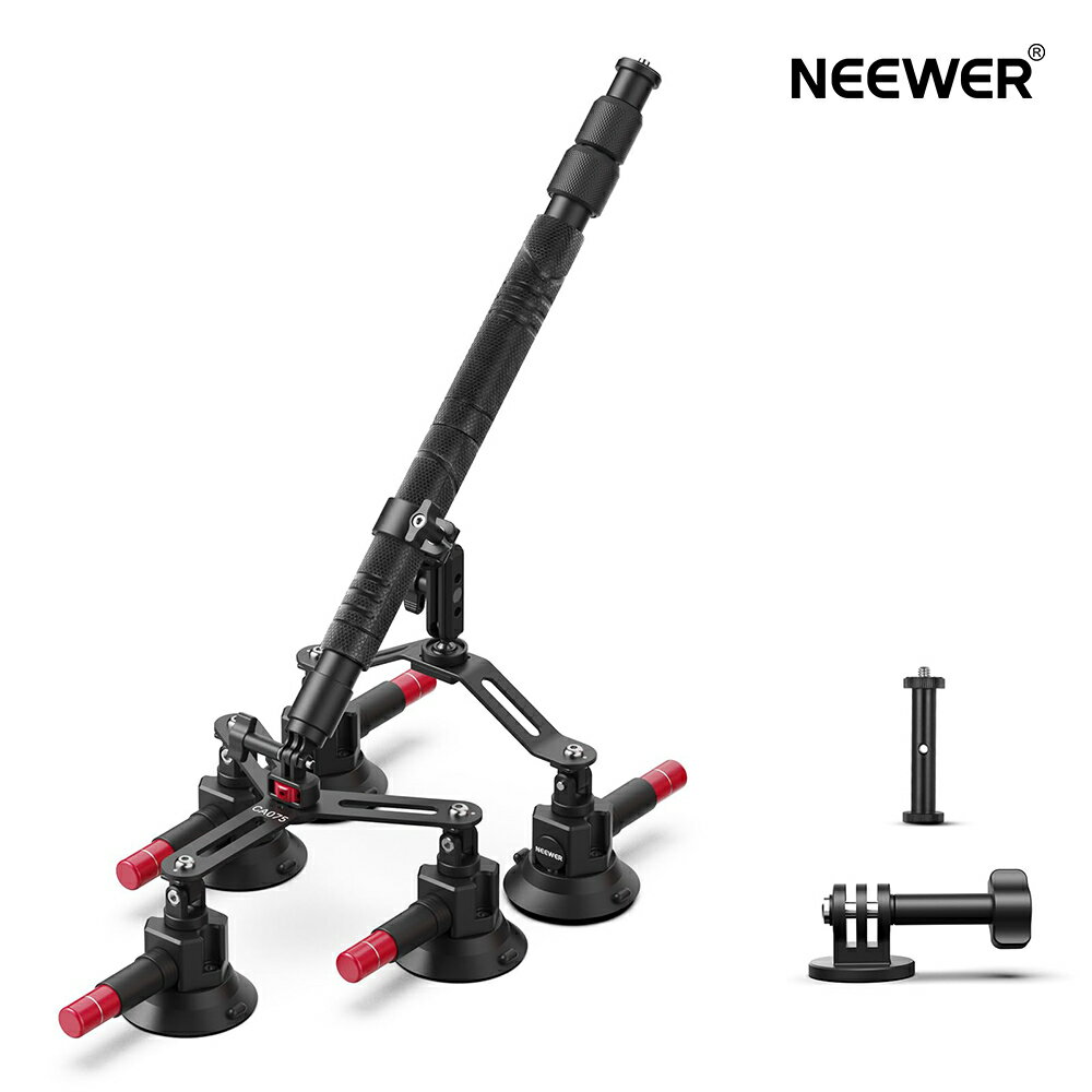 NEEWER 5 in 1 吸盤カーマウントキット 車載マウント カメラマウント X5/X4/X3/X2/OSMO 360対応 アクションカメラアクセサリー サクションカップマウント クイックリリース フロントガラス用見えない自撮り棒付き CA075